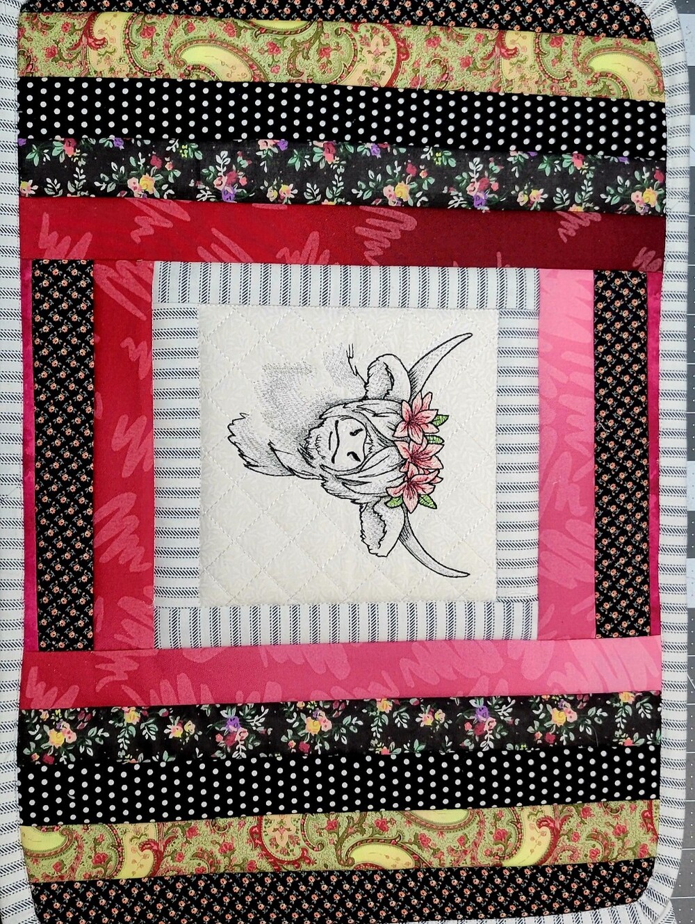 Handmade Pink Floral Highland Cow Quilted Dish/Miscellaneous Mat 15"X20"